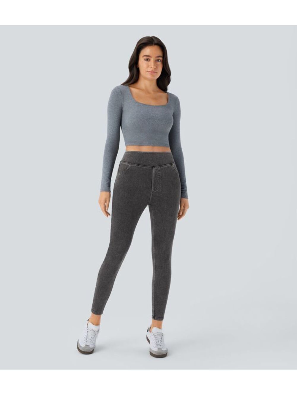 NWT Halara High Waisted Jean Leggings Jeggings Washed Black Size 2XL 2X